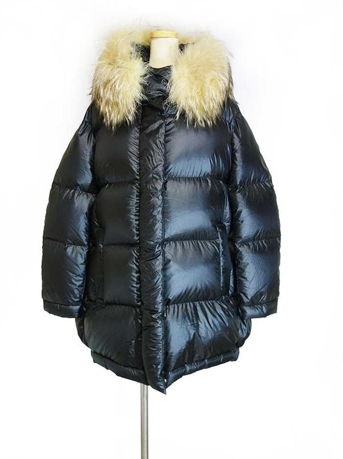 rin PRADA Foxファーフーディ トライアングル ダウンジャケット