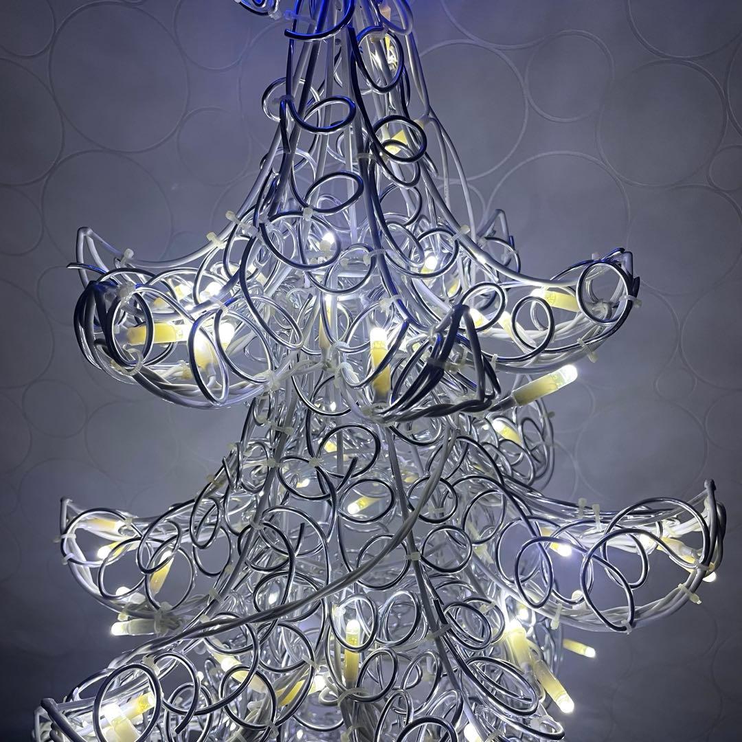 ワイヤークリスマスツリー LEDライト付電飾付き イルミネーション 屋外兼用