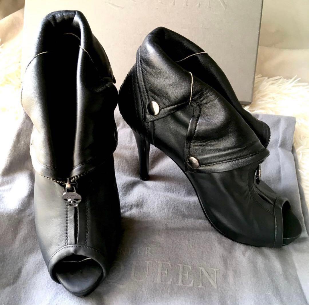 Alexander McQueen■本革ブーツ ライダースジップブーティー■黒