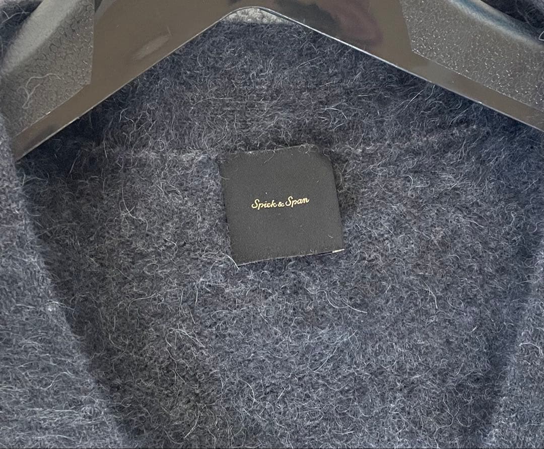 スピックアンドスパン　FURKNITワイドVカーディガン　ダークグレー　ニット