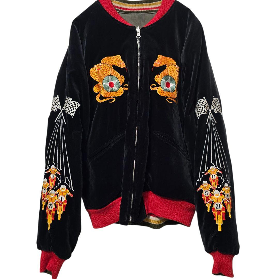 PHERROW'S リバーシブル　スカジャン 別珍 サテン 刺繍 XL