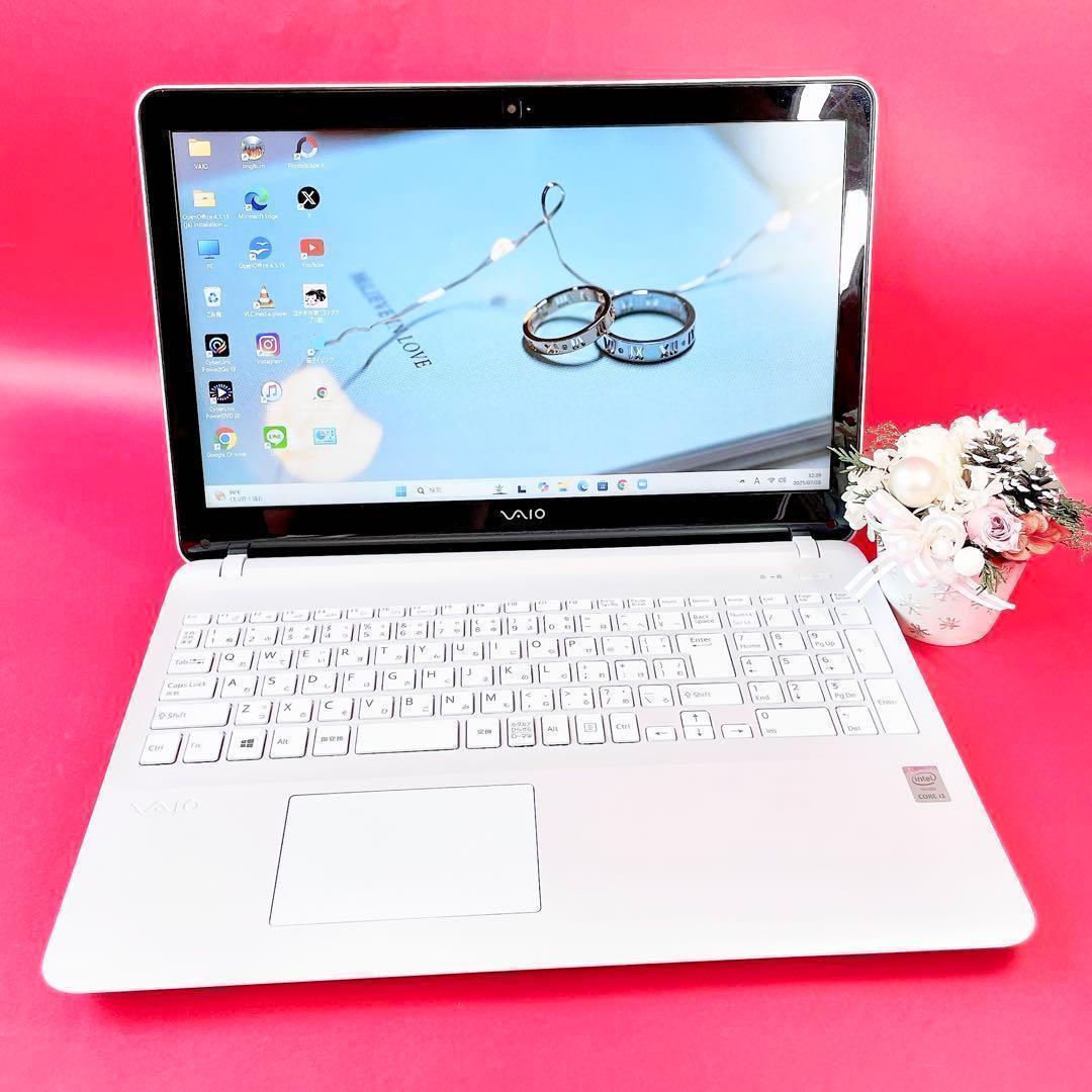 動作良好❣️Win11✨️ノートパソコン‼️薄型VAIO快適SSDカメラ付きおしゃれ白