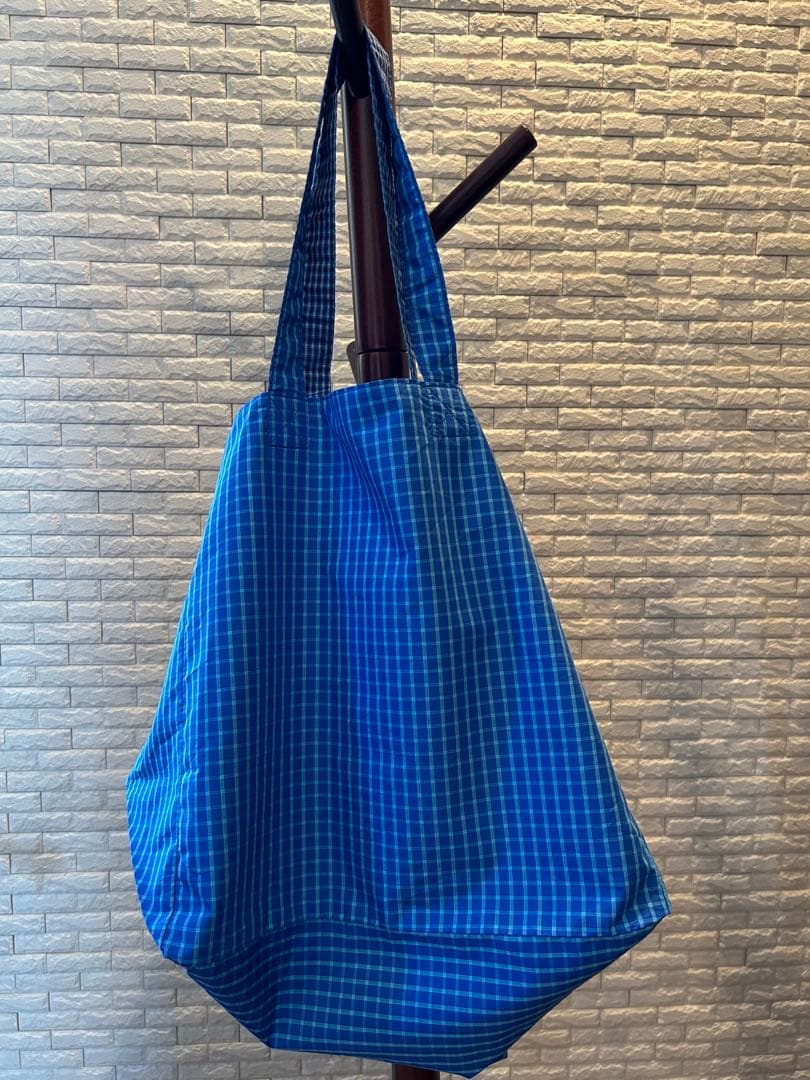 haag トートバッグ　チェック柄　エコバッグ 青