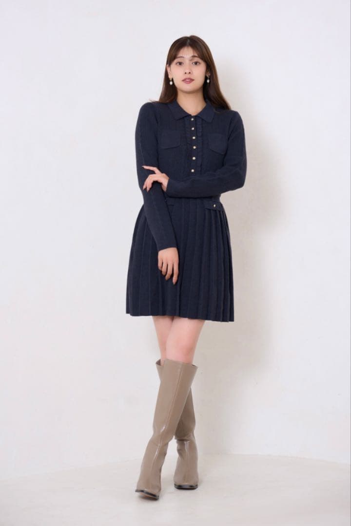 ワンピース Herlipto Margot Pleated Knit Mini Dress