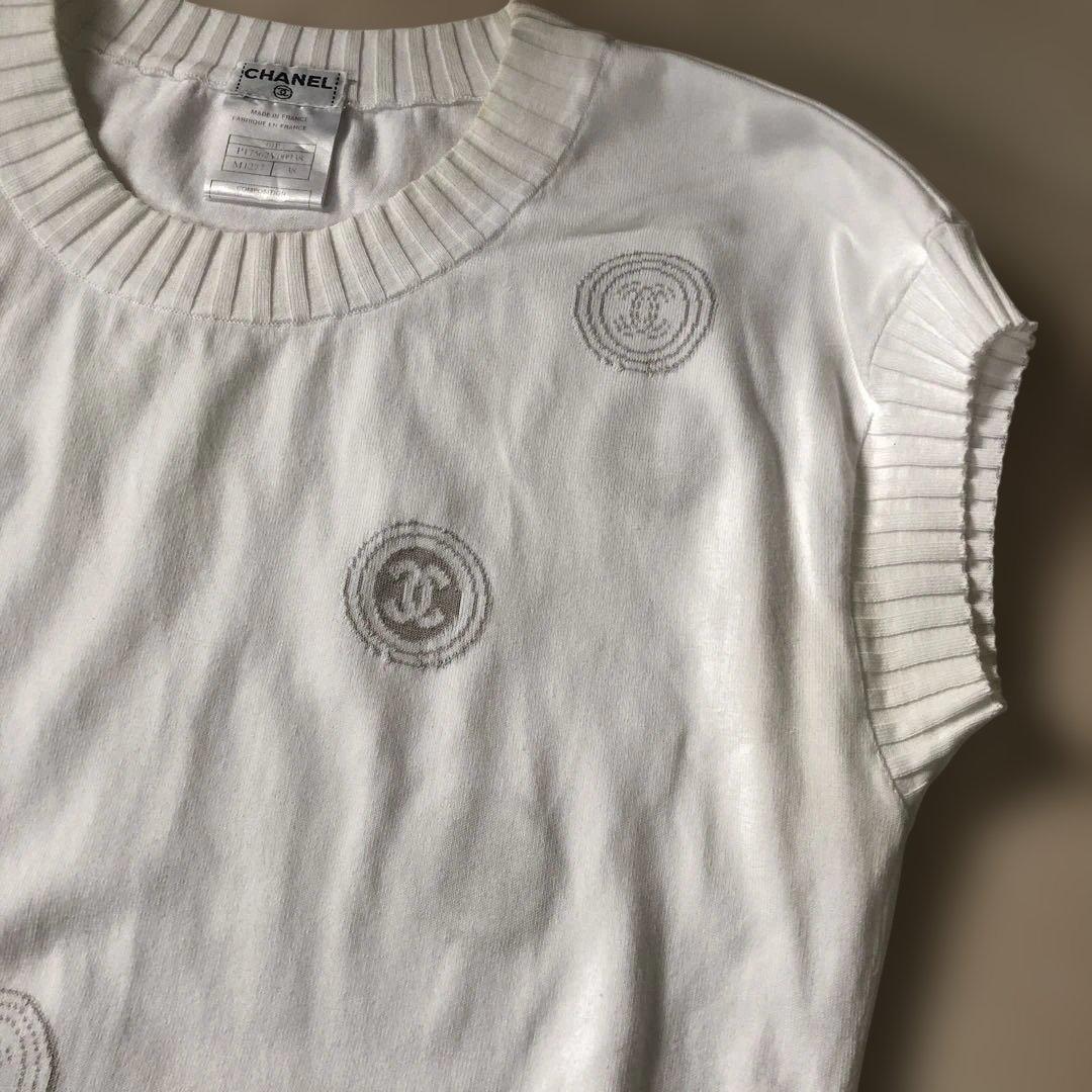 希少　CHANEL 半袖ニットセーター ホワイト