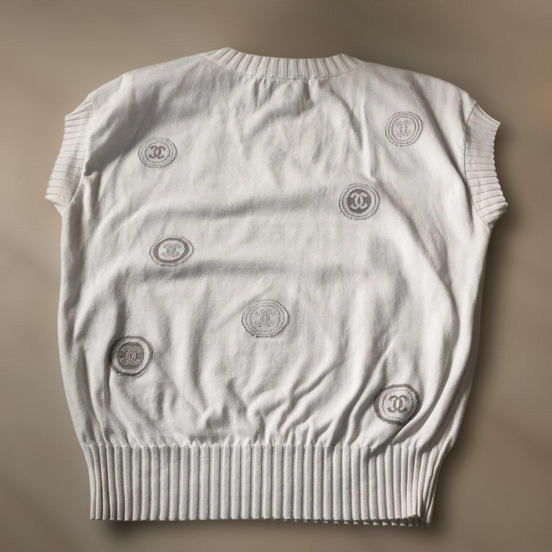 希少　CHANEL 半袖ニットセーター ホワイト