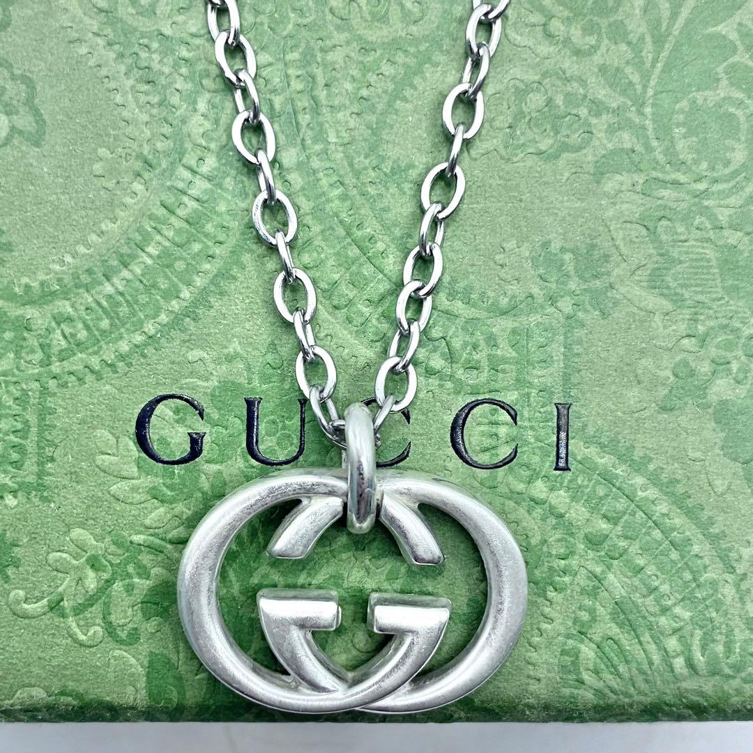GUCCI グッチ インターロッキングG ネックレス シルバー 社外チェーン