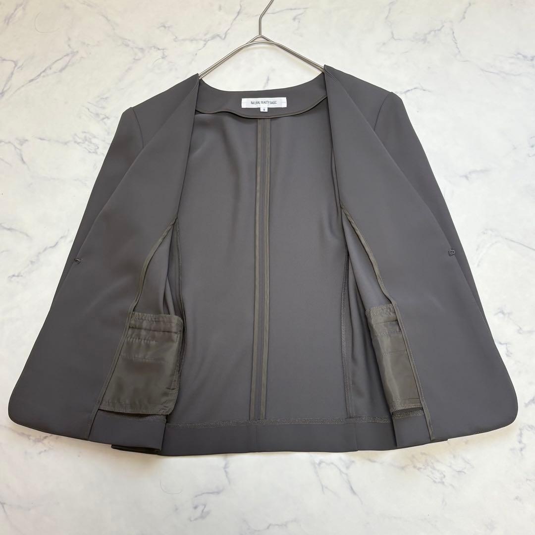 美品✨ナチュラルビューティベーシック ノーカラーセットアップ ウォッシャブル