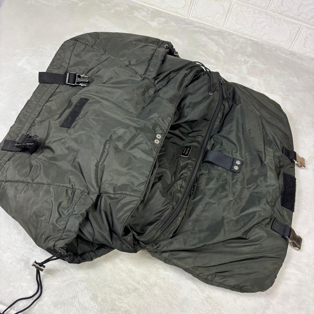 プラダスポーツ ショルダー メッセンジャーバッグ ナイロン フラップ カーキ