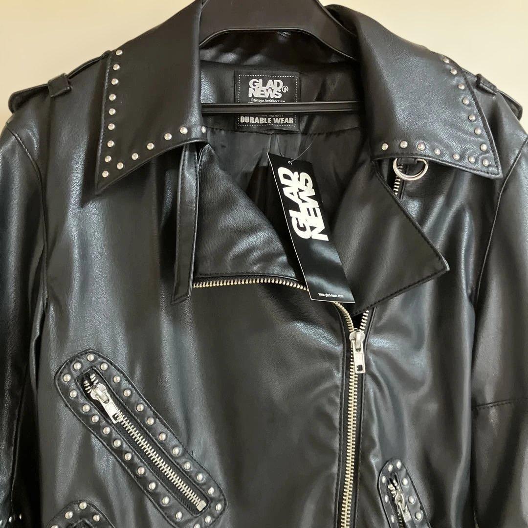 ［新品未使用タグ付き］激レア‼️GLAD NEWS スタッズライダースF ブラック