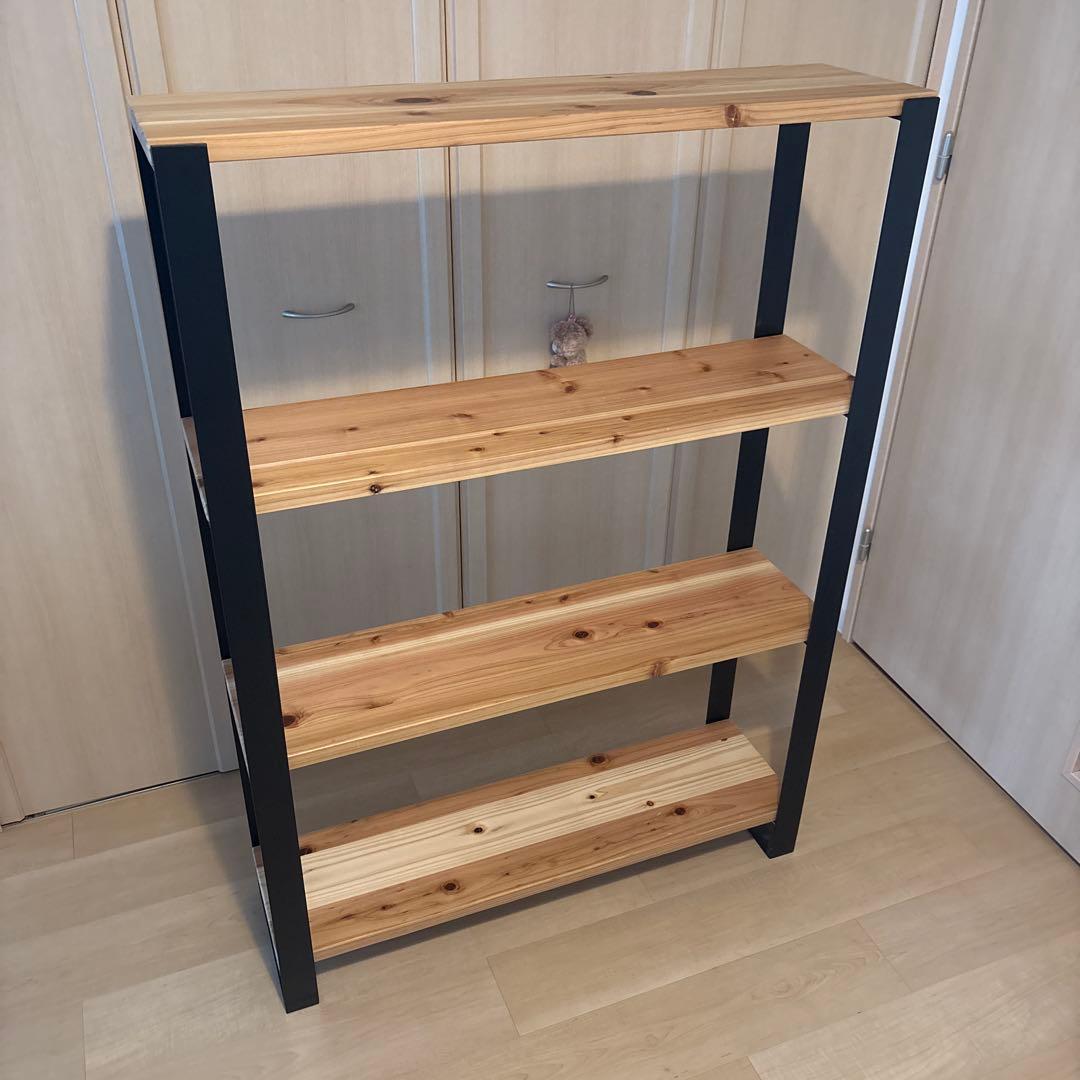 KANADEMONO シェルフ 無垢 杉 Black Steel