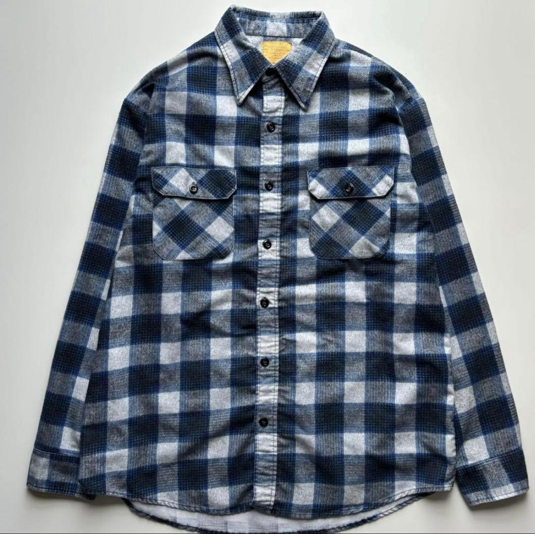 70s Sears カート・コバーン 同型 オンブレ プリント ネルシャツ XL