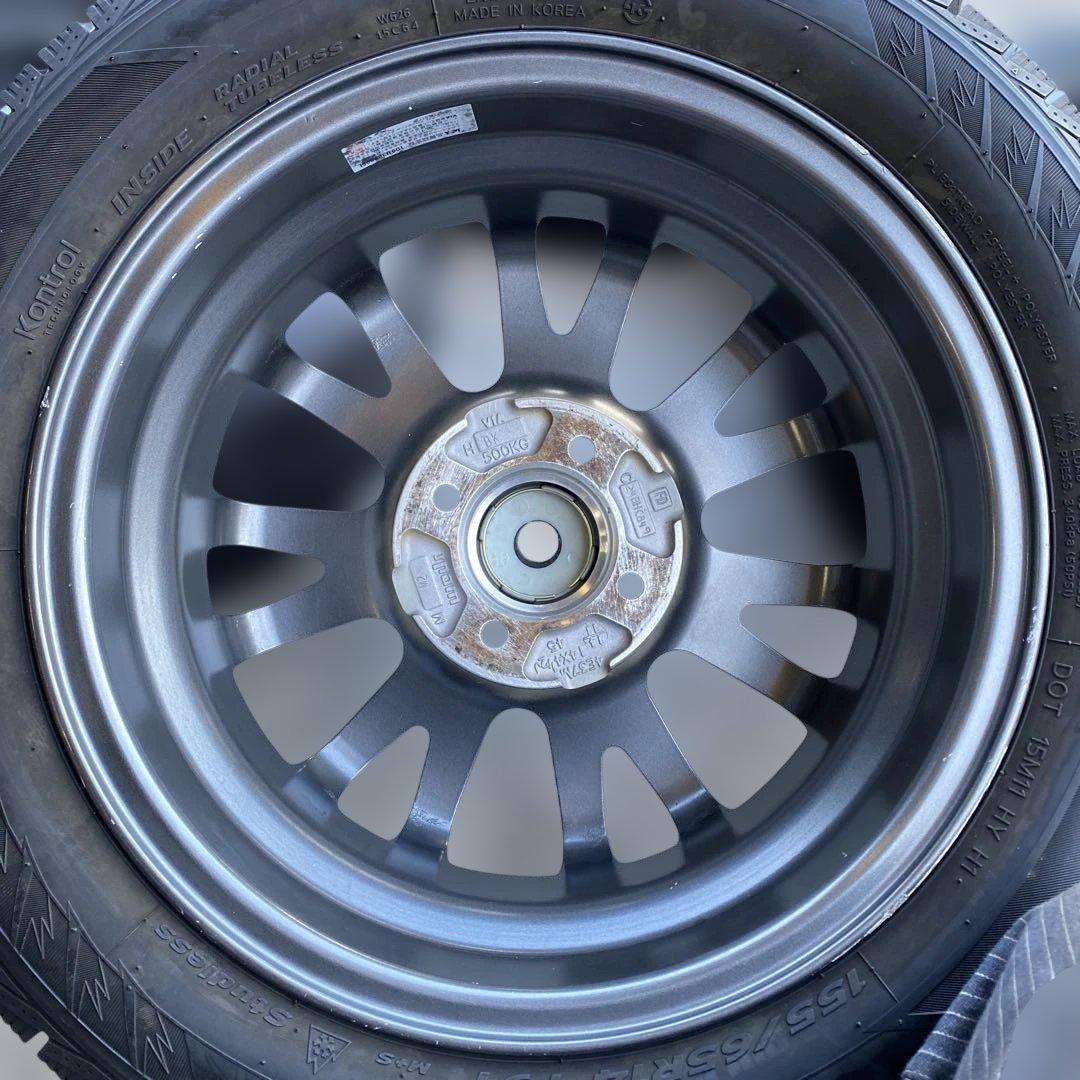 中古バリ溝ハンコックスタッドレスセット155/65R14 軽自動車各種‼️送料無料