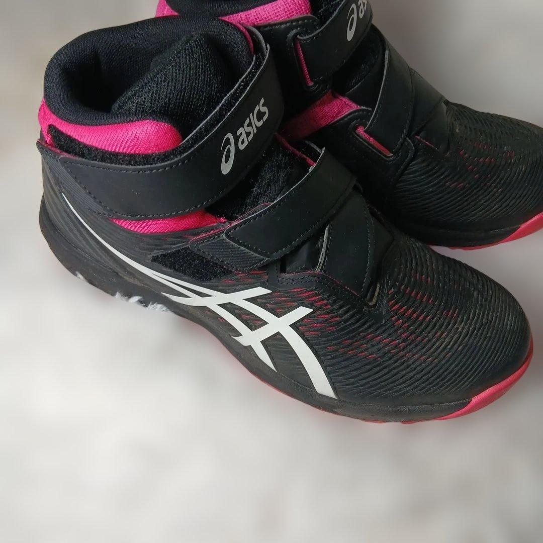asics ブラック/ピンク ハイカット安全靴