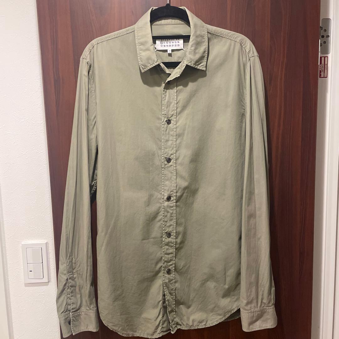 マルジェラ　カーキ コットン 長袖シャツ
