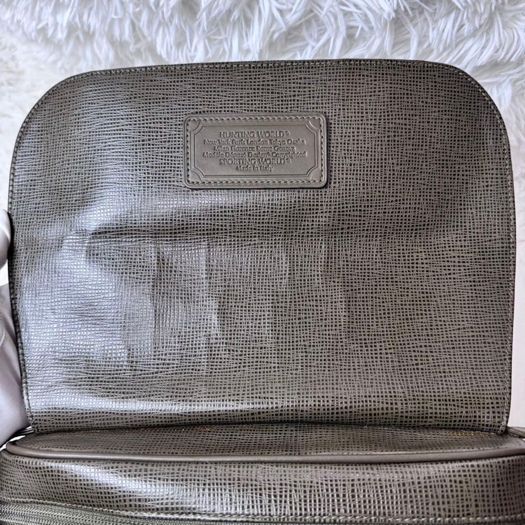 【極美品】 HUNTING WORLD レザー メッセンジャーバッグ オリーブ