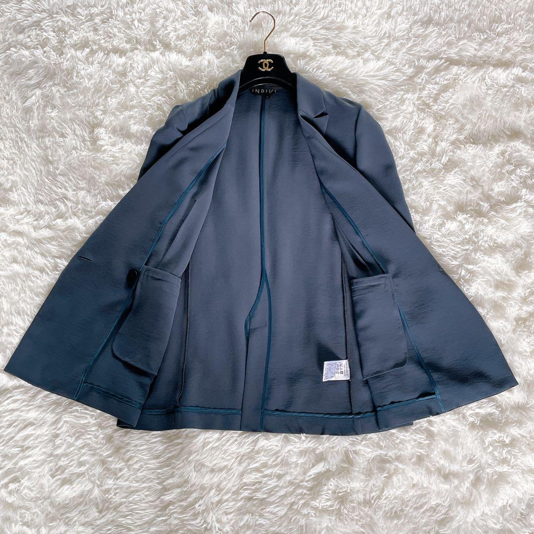 美品✨【インディヴィ】ダブルテーラードジャケットパンツセットアップダークグリーン