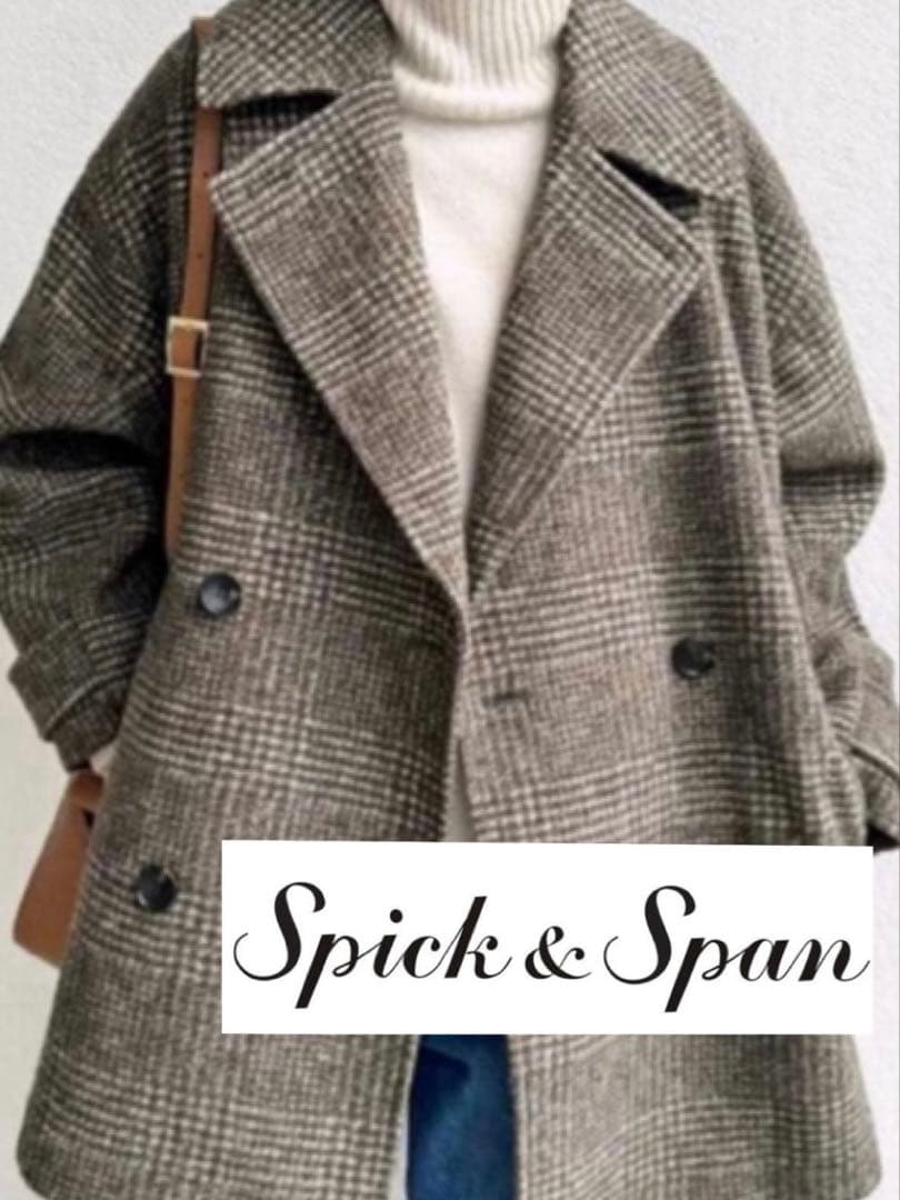 北川景子さん着用 Spick & Span チェック柄ダブルブレストコート