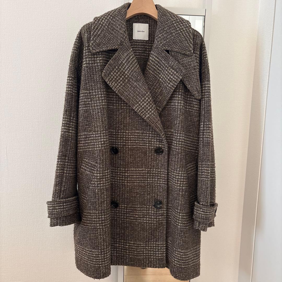 北川景子さん着用 Spick & Span チェック柄ダブルブレストコート