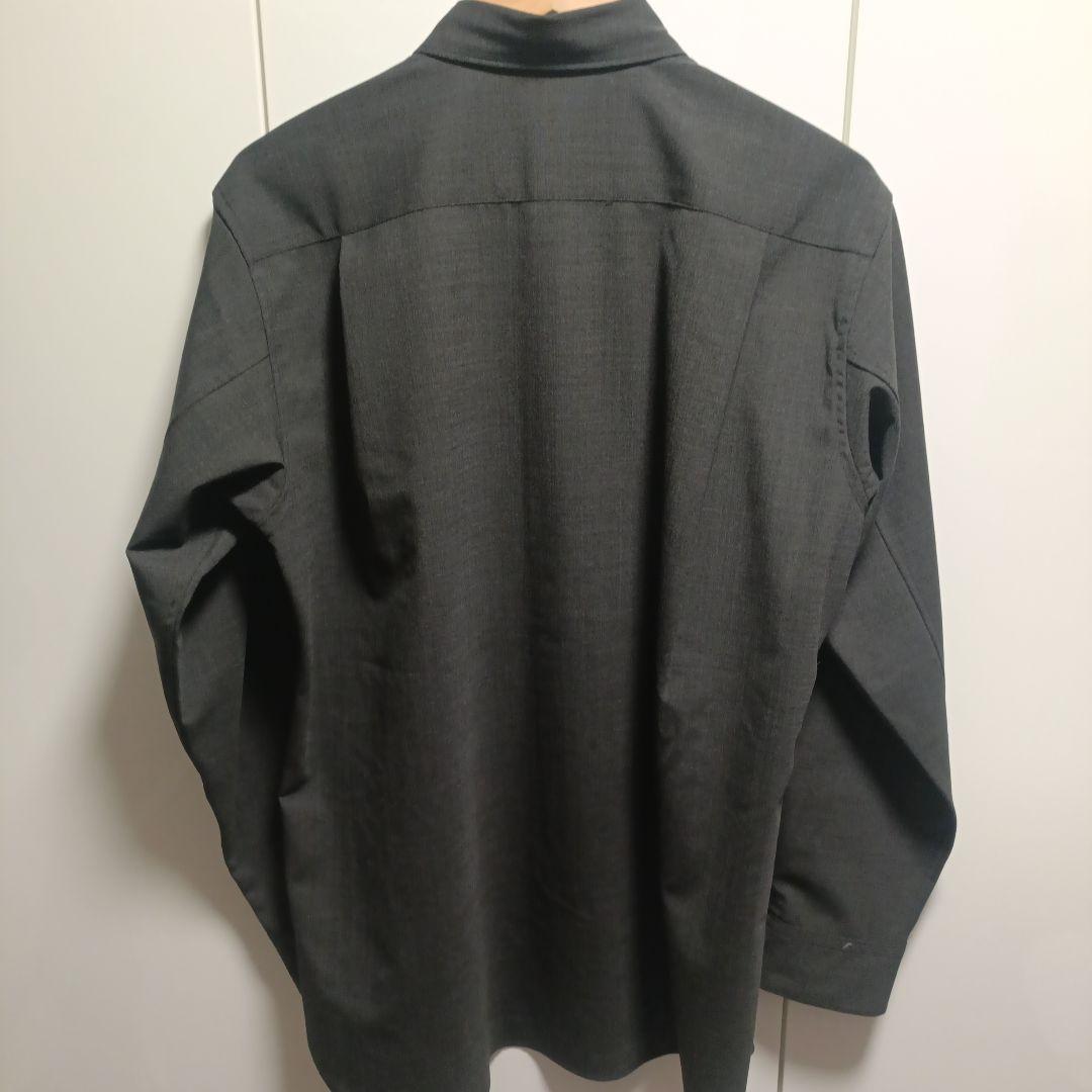 MUJI Labo 紳士 ウール混レギュラーカラーシャツ ダークグレー L