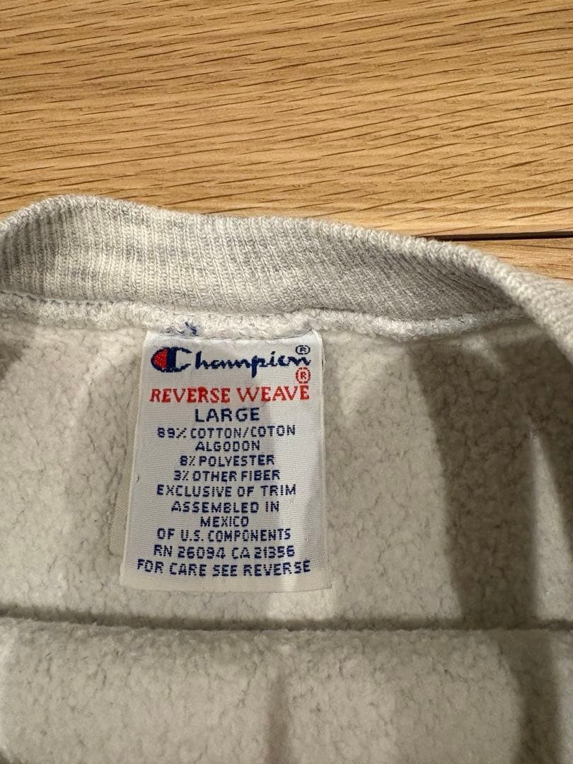 美品！激レア　チャンピオンリバースウィーブ グレー　染み込み5段カレッジロゴ