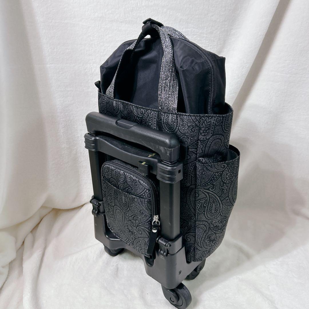 美品 SWANY スワニー キャリー バッグ ペイズリー柄 ストッパー付き 保冷