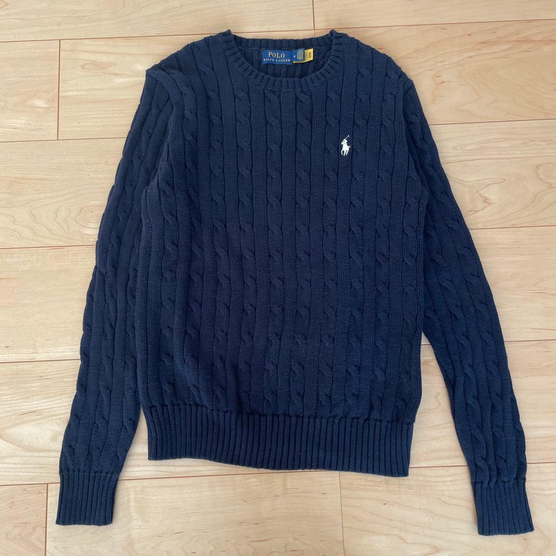 POLO RALPH LAUREN ポロ M ネイビー ケーブルニットセーター