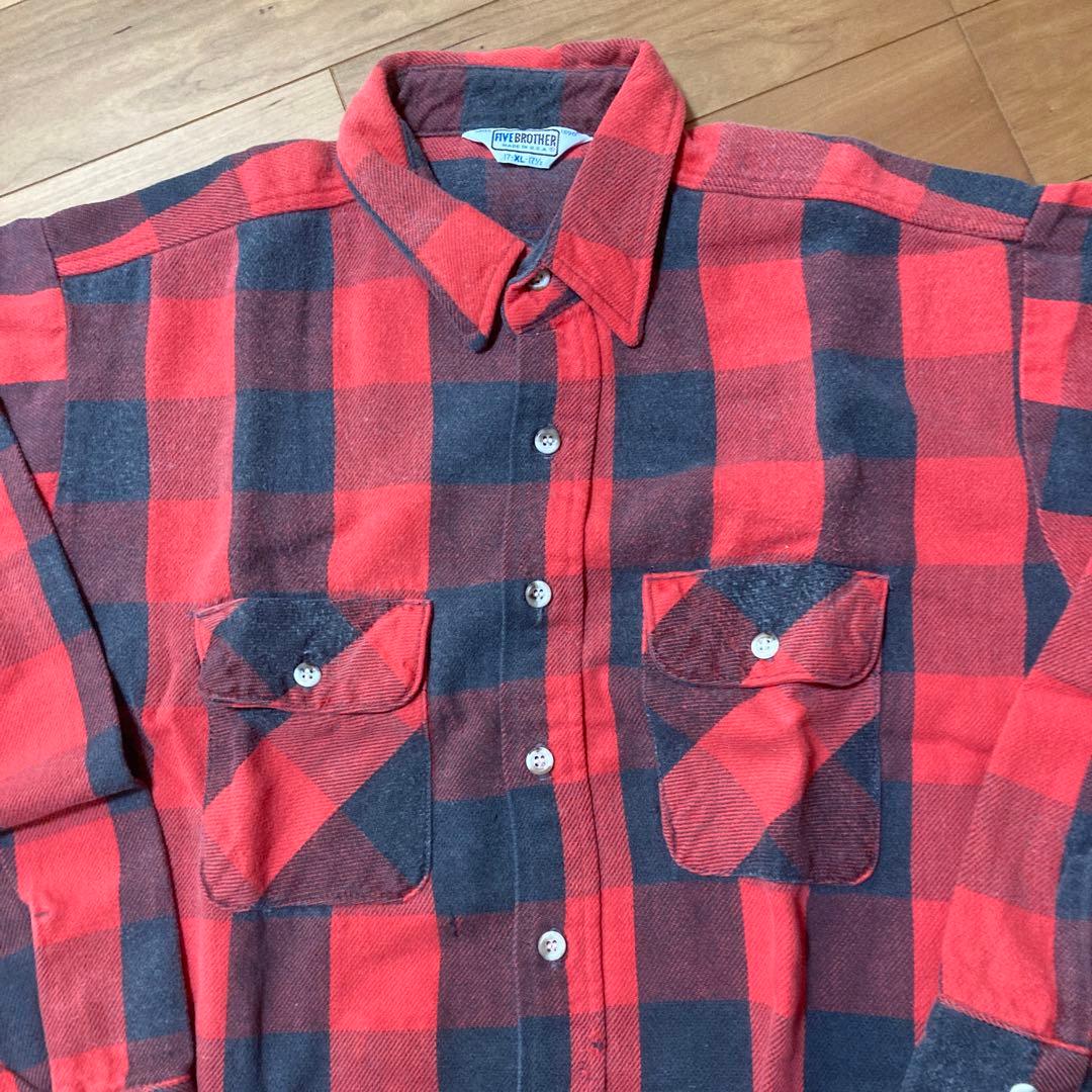 N*b様 80年代USA製 FIVE BROTHER バッファローチェックネルシ