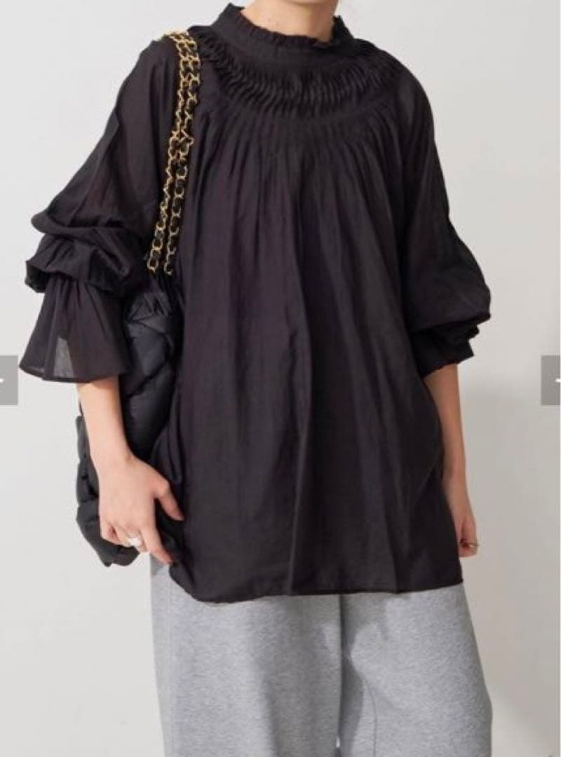 【タグ付】スピックアンドスパン　コットンボイルタックフリルブラウス