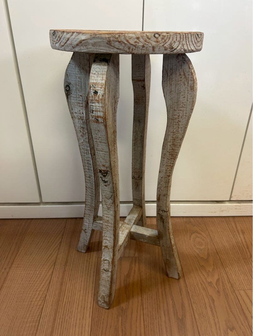 【アンティーク】スツール・プランター台（木製）