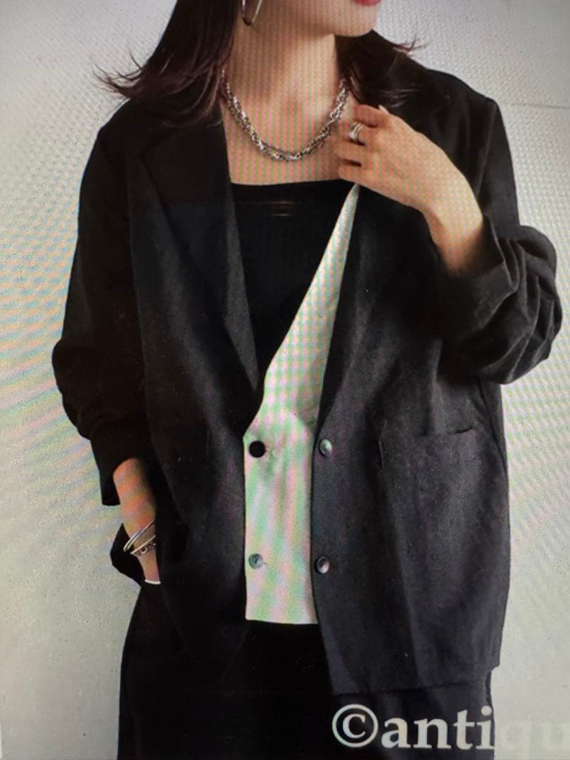 2025AW新作！【アンティカ］配色ベスト風リネンジャケット　新品未使用