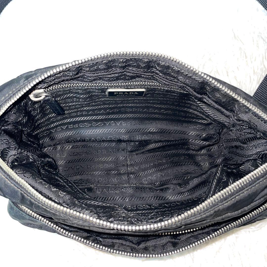 【美品】PRADA プラダ　カメラバッグ　ナイロン　レザー　ブラック　斜め掛け