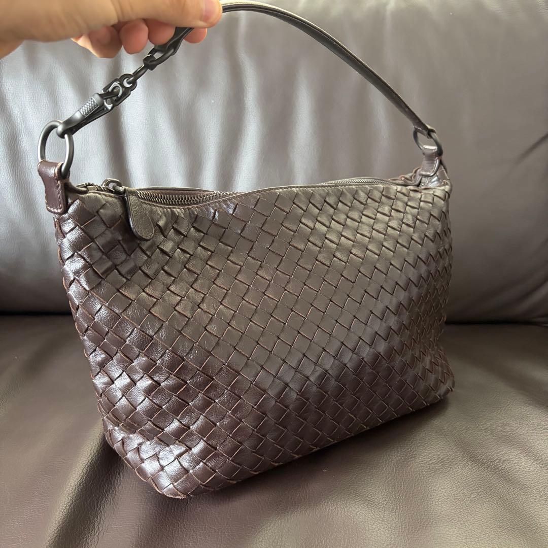 ✨美品✨ボッテガヴェネタ アクセサリーポーチ イントレチャート ブラウン レザー