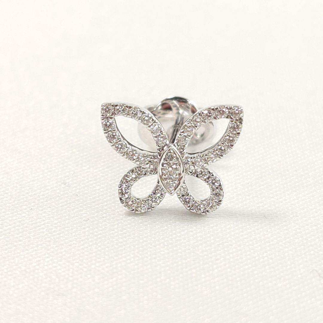 【磨き済】グラフ ミニ バタフライ シルエット ダイヤ ピアス 片耳用 7079