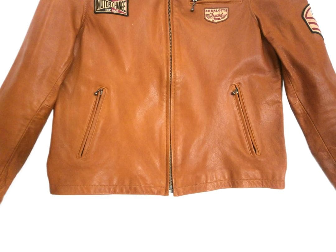 ローブローナックル ライダースジャケット ワッペン 山羊革 ブラウン XLサイズ