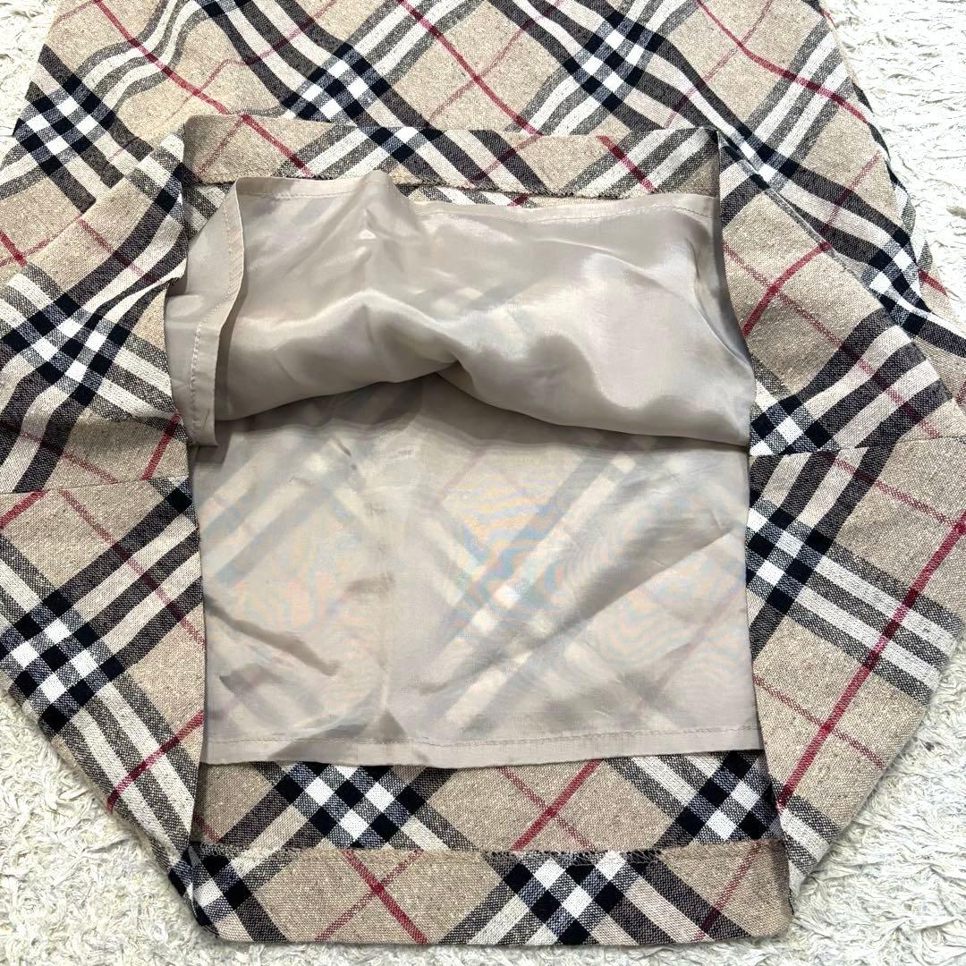 バーバリー　ノバチェックフレアスカート　ロングスカート　リネン　シルク　38