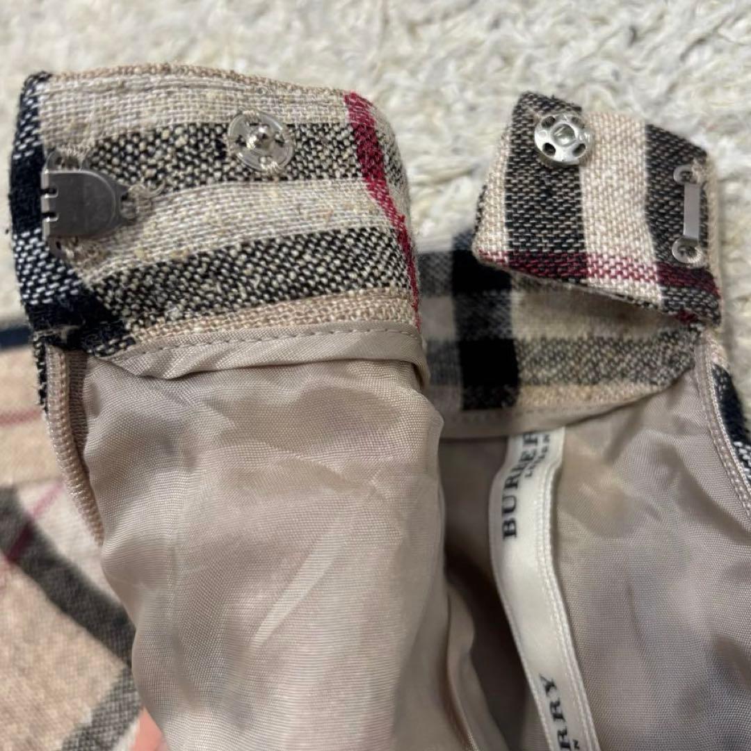 バーバリー　ノバチェックフレアスカート　ロングスカート　リネン　シルク　38