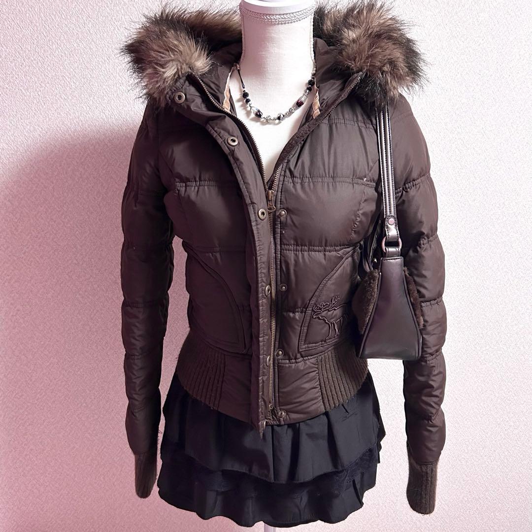 Abercrombie&Fitch アバクロ ブラウン ファー ダウン 短丈