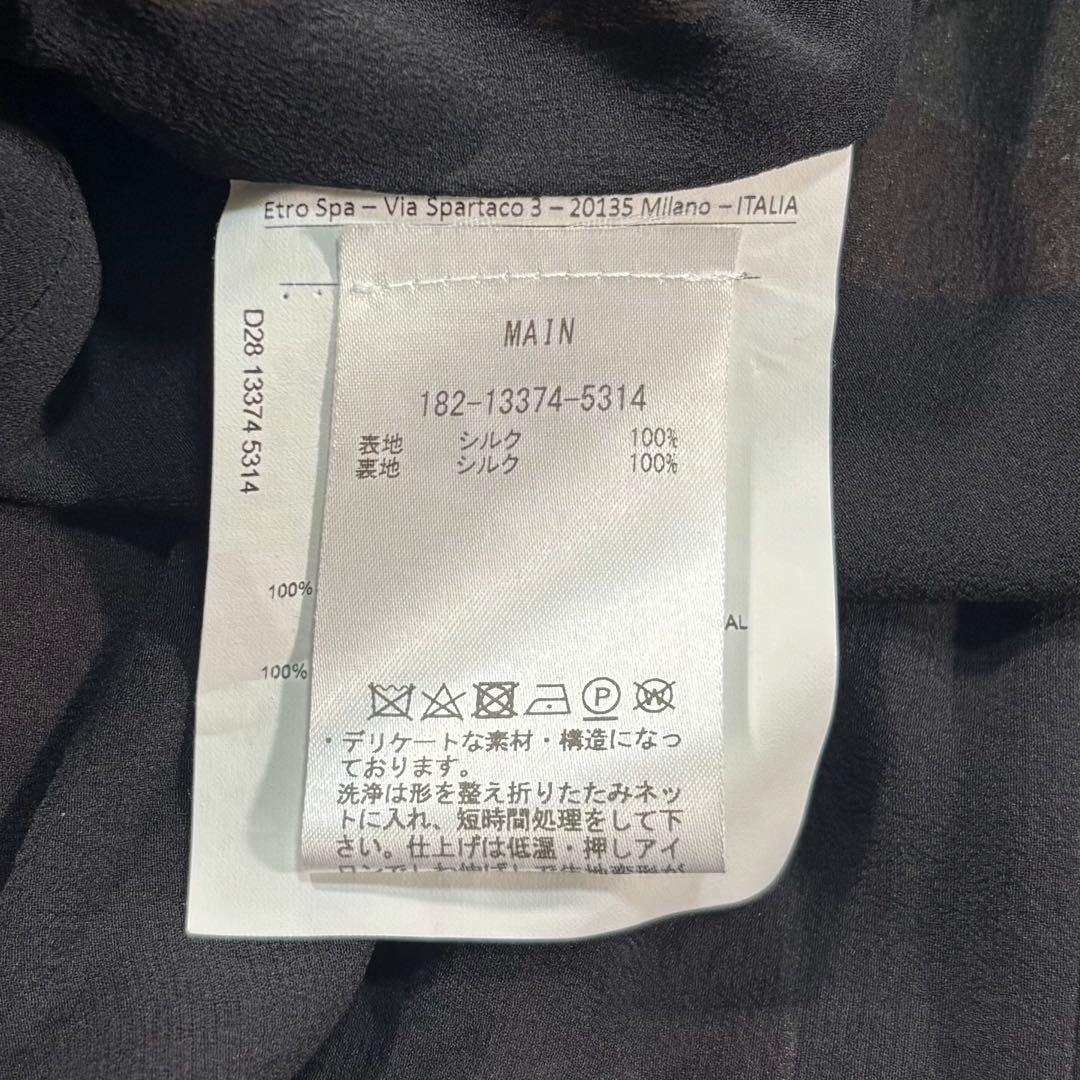 ETRO シルク シワ加工 ロングワンピース パフ×フリル袖 アシンメトリー42