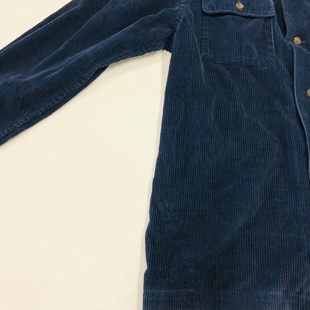 1557 ラルフローレン　コーデュロイ　シャツ　開襟　オープンカラー　ネイビー