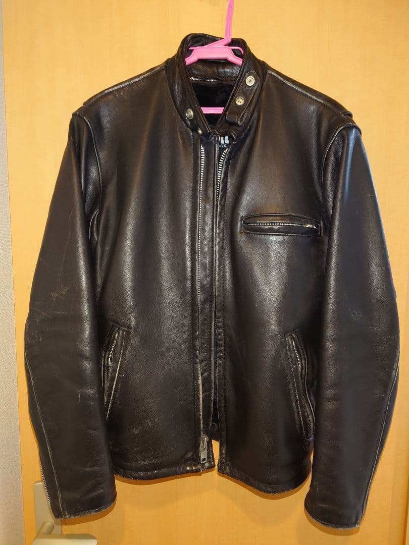 Schott ブラックレザーシングルライダース 36