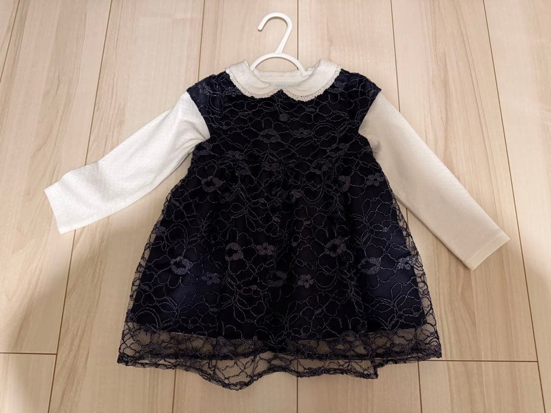 bebe ラメコードレースワンピース 80cm 90cm