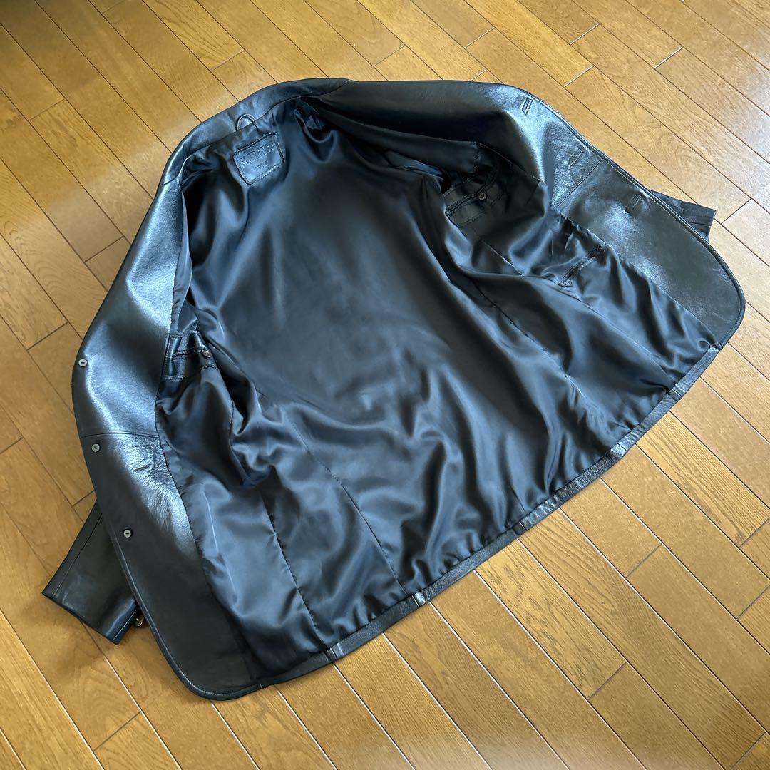 最終値下げ　イタリア製　ブラックレザージャケット ダブル　フィレンツェ　本革