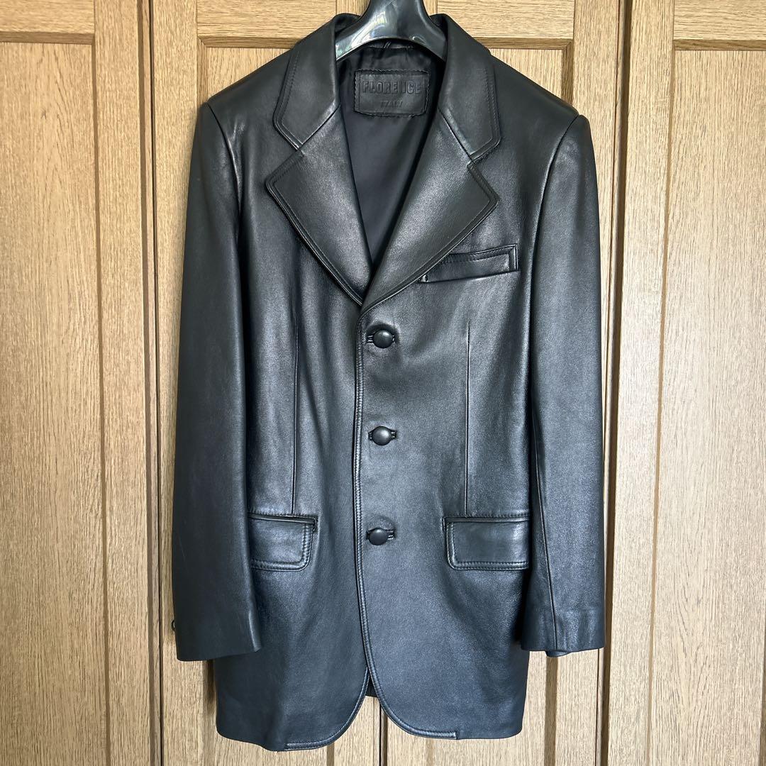 最終値下げ　イタリア製　ブラックレザージャケット ダブル　フィレンツェ　本革