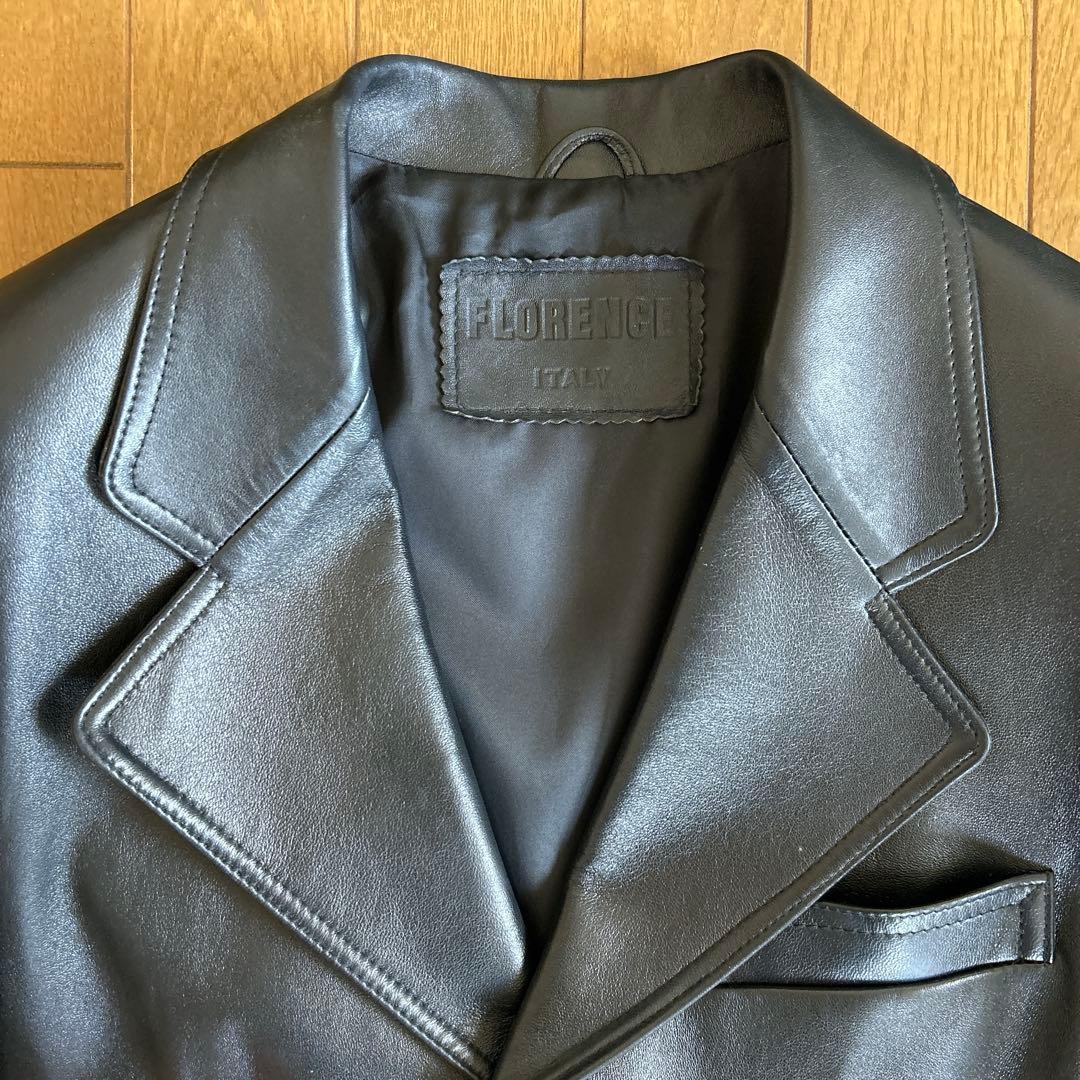 最終値下げ　イタリア製　ブラックレザージャケット ダブル　フィレンツェ　本革