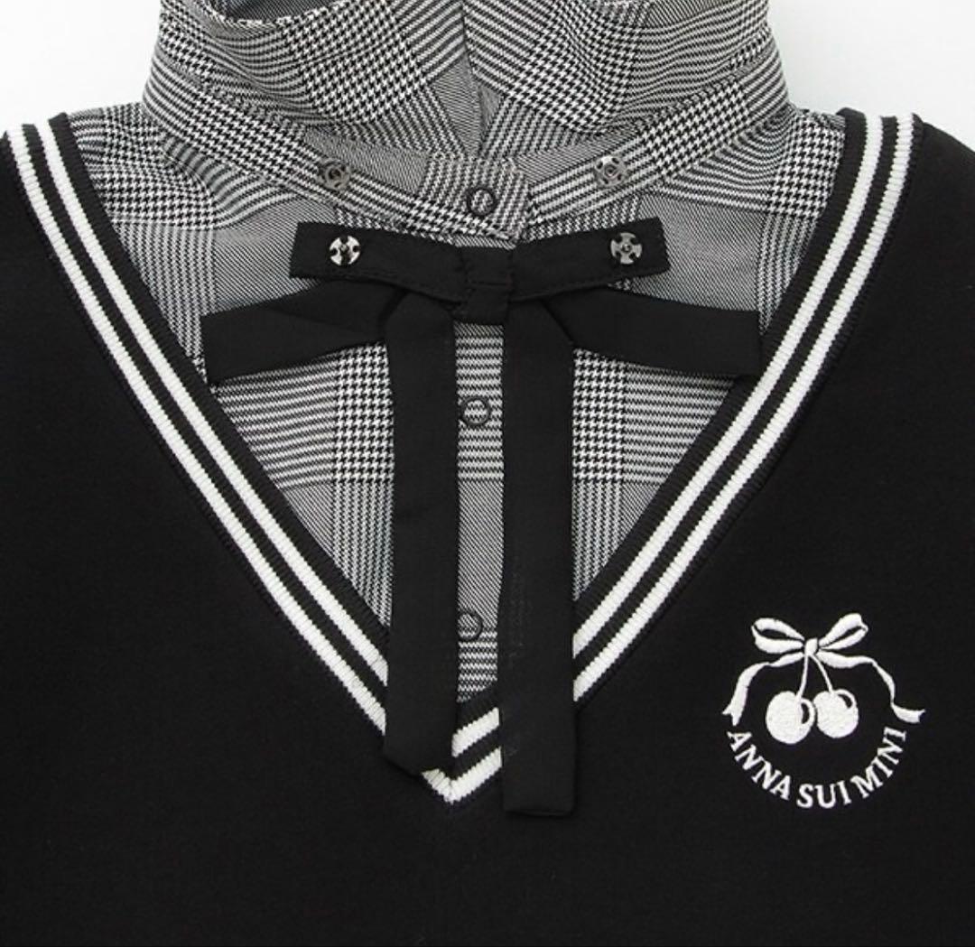 くまくまかぞく様アナスイミニ ワンピース グレンチェックレイヤード風ワンピース