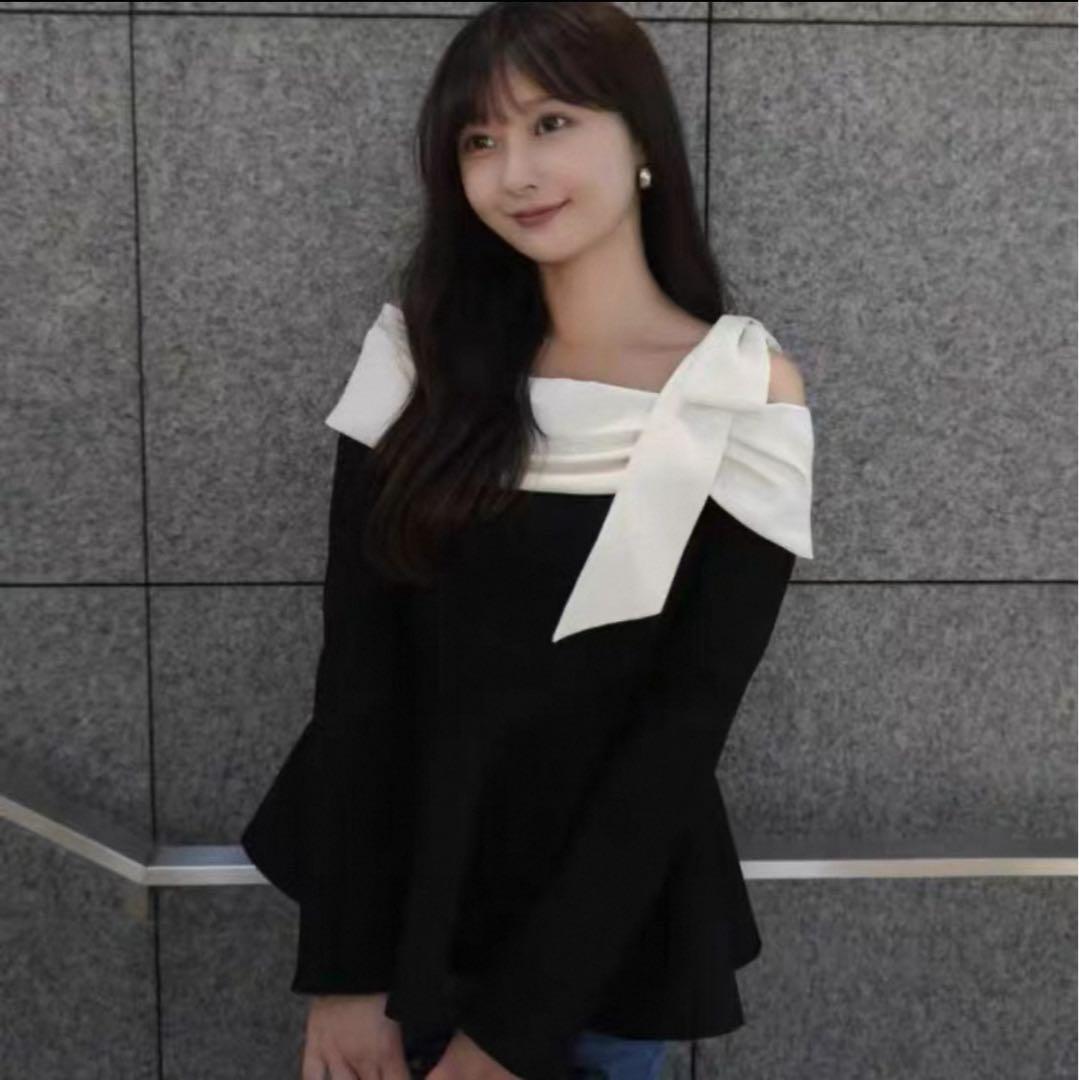 Rirandture（リランドチュール）オフショルリボンドッキングニット