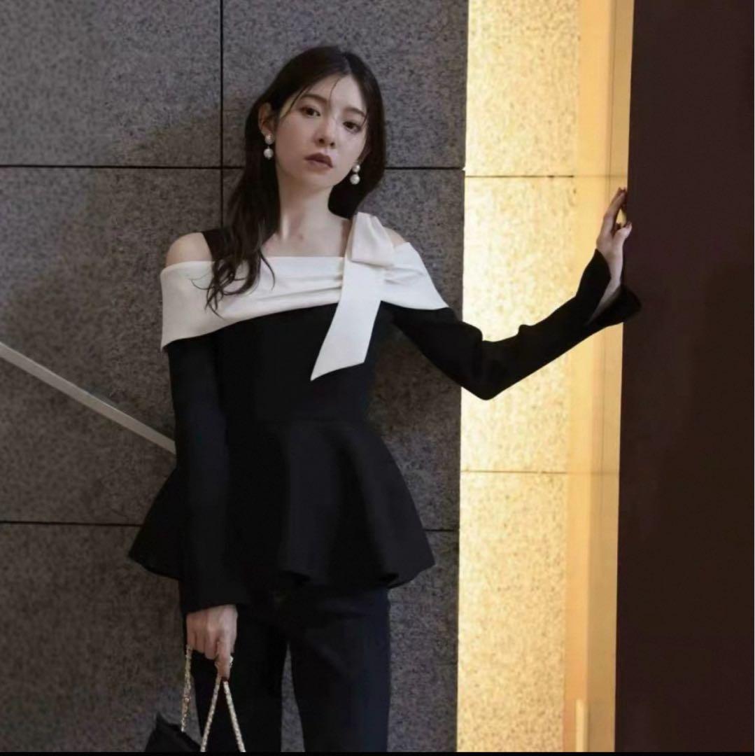 Rirandture（リランドチュール）オフショルリボンドッキングニット