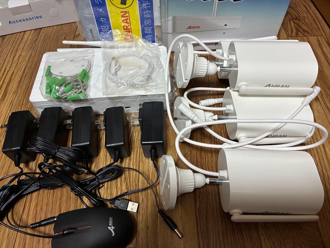 新品ANRAN防犯カメラ無線ダブルアンテナ型4チャンネルセットHDD無し