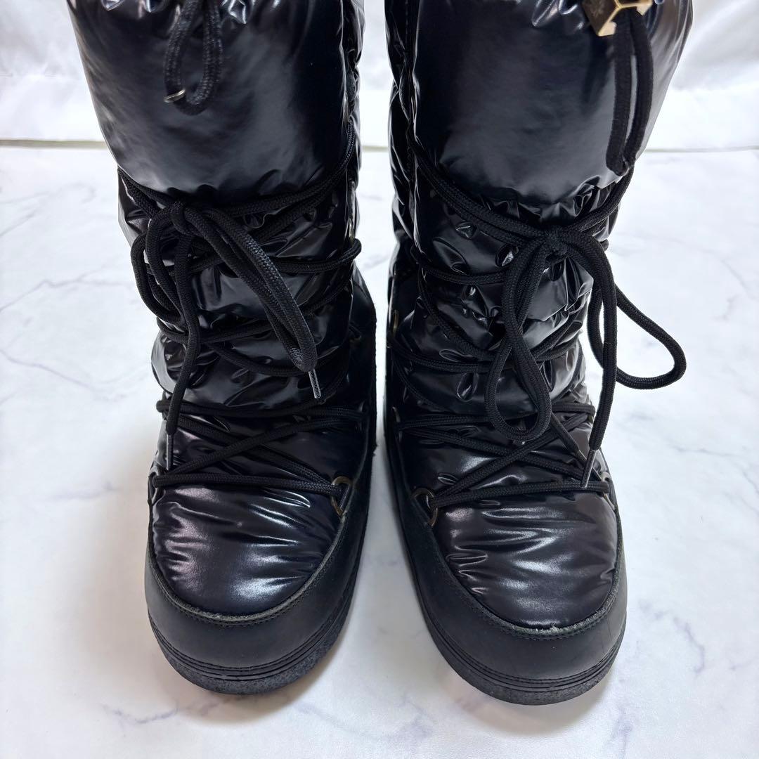極美品 MONCLER ダウンブーツ ムーンブーツ 黒23cm 防寒 軽量 撥水